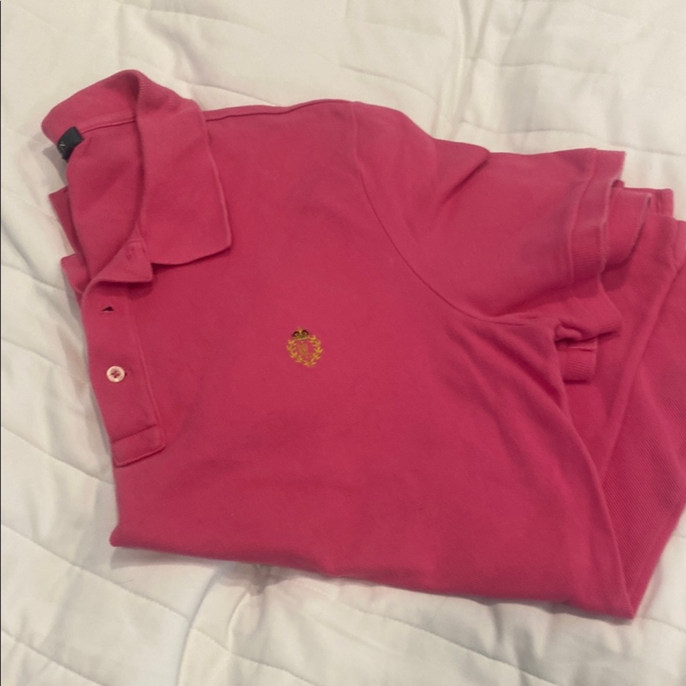 Pink Polo Shirt with Embroidered Logo